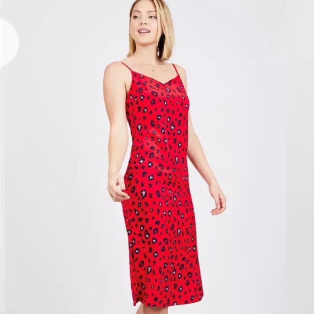 Ava Red Cheetah Print Slip Midi Dress NWT - Picture 2 of 11